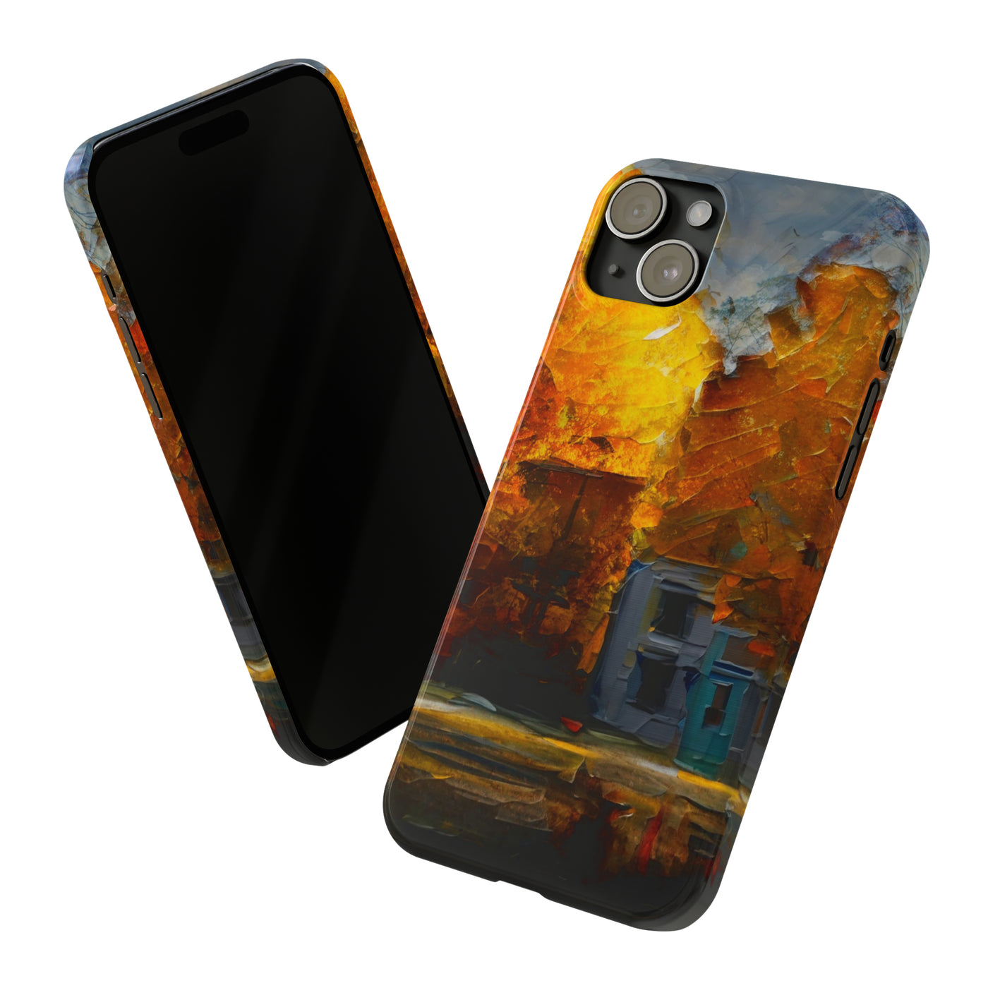 Slim Cute iPhone Cases - | iPhone 15 Case | iPhone 15 Pro Max Case, Iphone 14 Case, Iphone 14 Pro Max, Iphone 13, Fall Leaves Oil Paint Effect