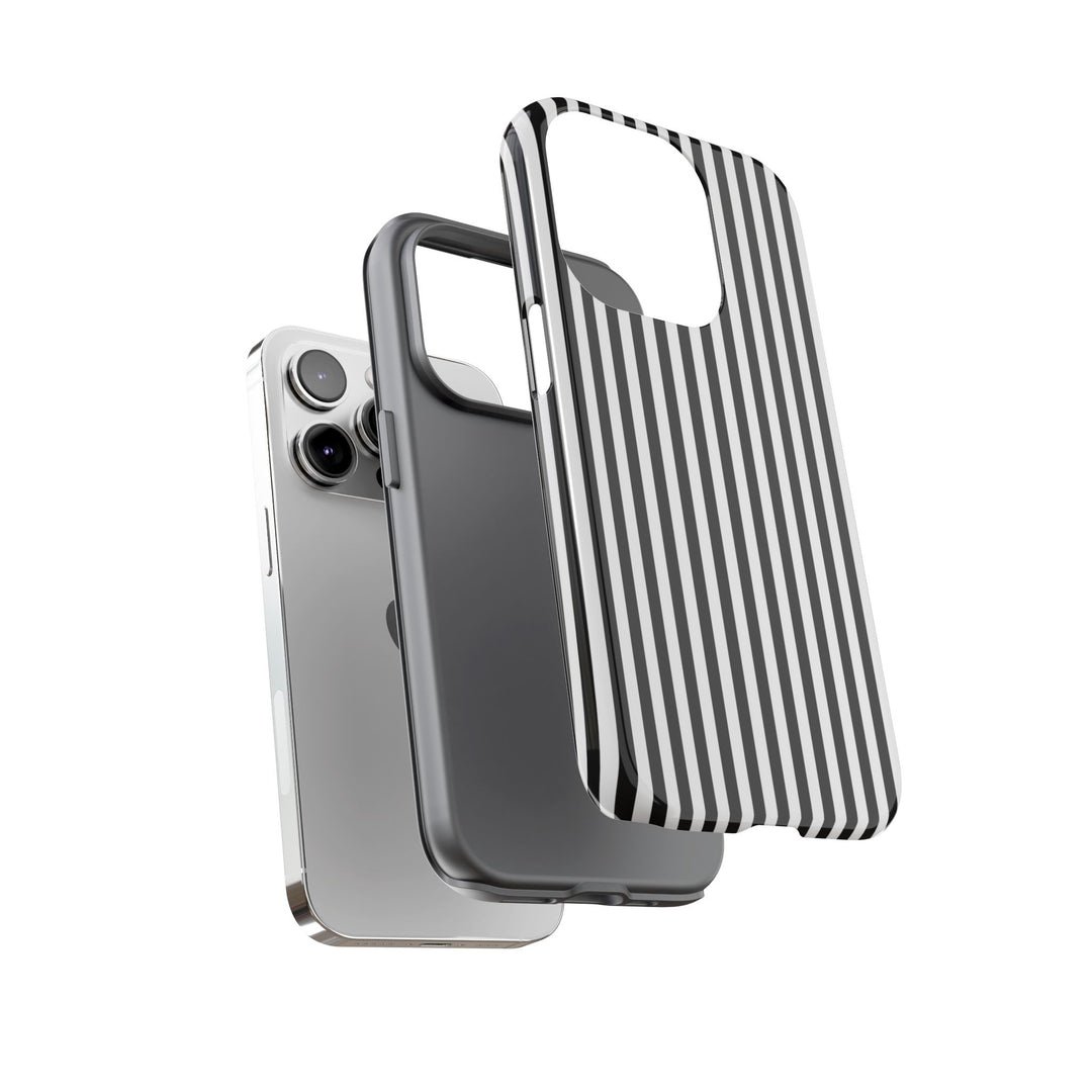 Tough Premium Black White Stripes Phone Case Gift for Her - For Apple iPhone 16 Pro Max 16e iPhone 15 Pro iPhone Iphone 14 Plus 13 Pro 12 SE XR - Studio40ParkLane