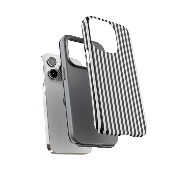 Tough Premium Black White Stripes Phone Case Gift for Her - For Apple iPhone 16 Pro Max 16e iPhone 15 Pro iPhone Iphone 14 Plus 13 Pro 12 SE XR - Studio40ParkLane