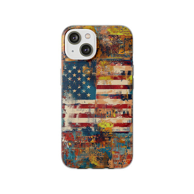 Cute Flexi Phone Cases, US Flag Abstract, Compatible with Samsung Galaxy S23, Samsung S22, Samsung S21, Samsung S20, Galaxy S20 Ultra