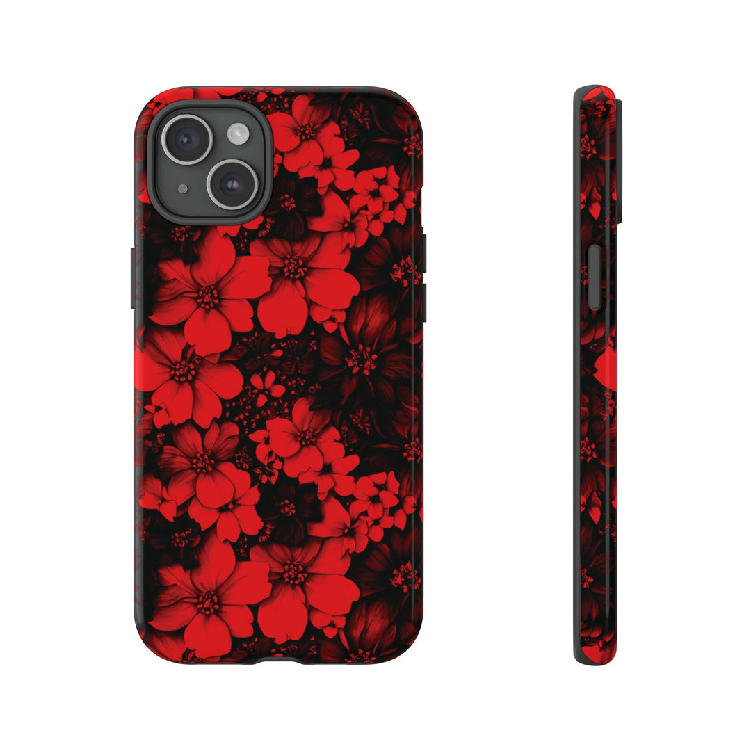 Cute IPhone Case | Red Black Flowers, iPhone 15 Case | iPhone 15 Pro Case, Iphone 14 Case, Iphone 14 Pro Max Case, Protective Iphone Case - Studio40ParkLane