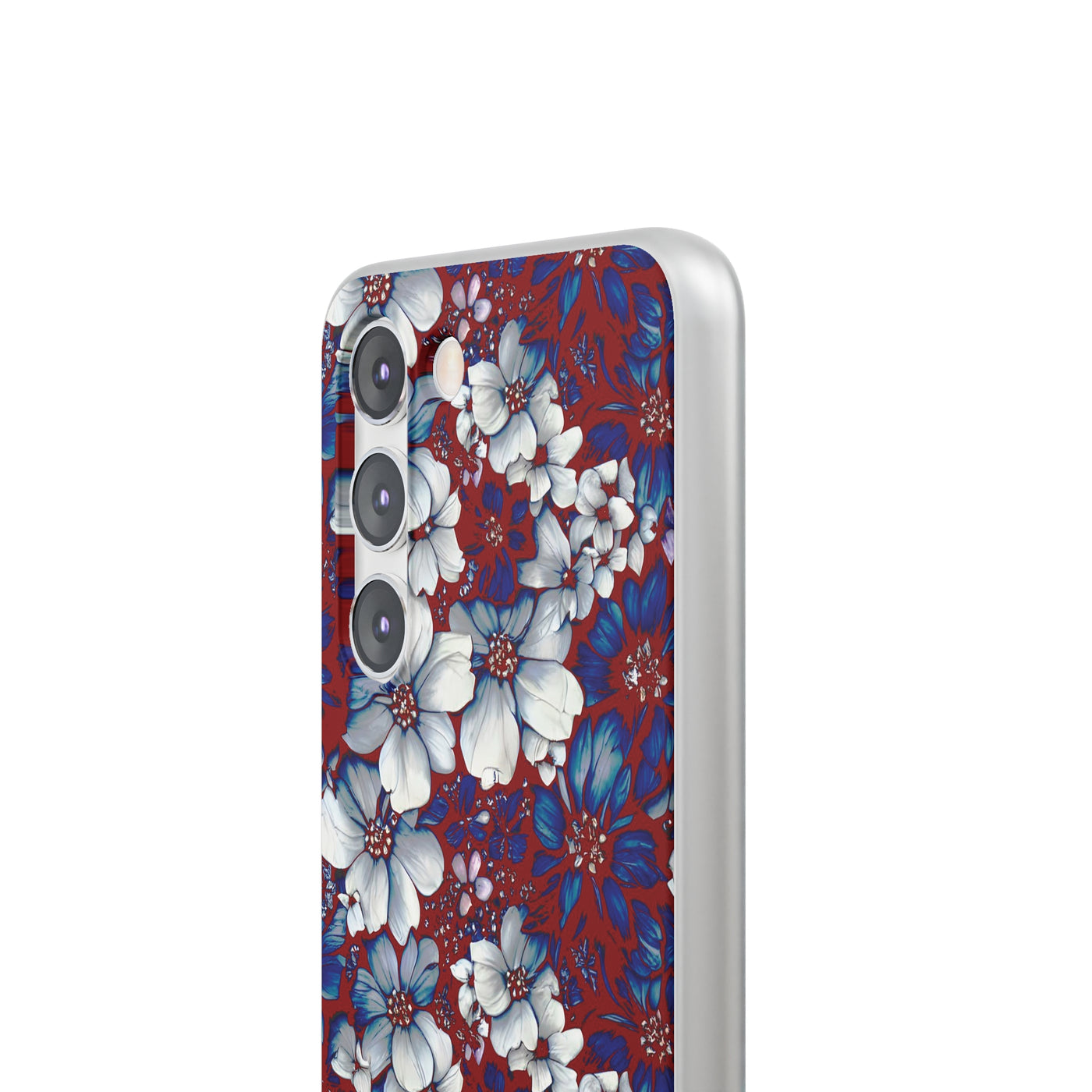 Cute Flexi Samsung Phone Cases, Red Blue Flowers Galaxy S23 Phone Case, Samsung S22 Case, Samsung S21 Case, S20 Plus