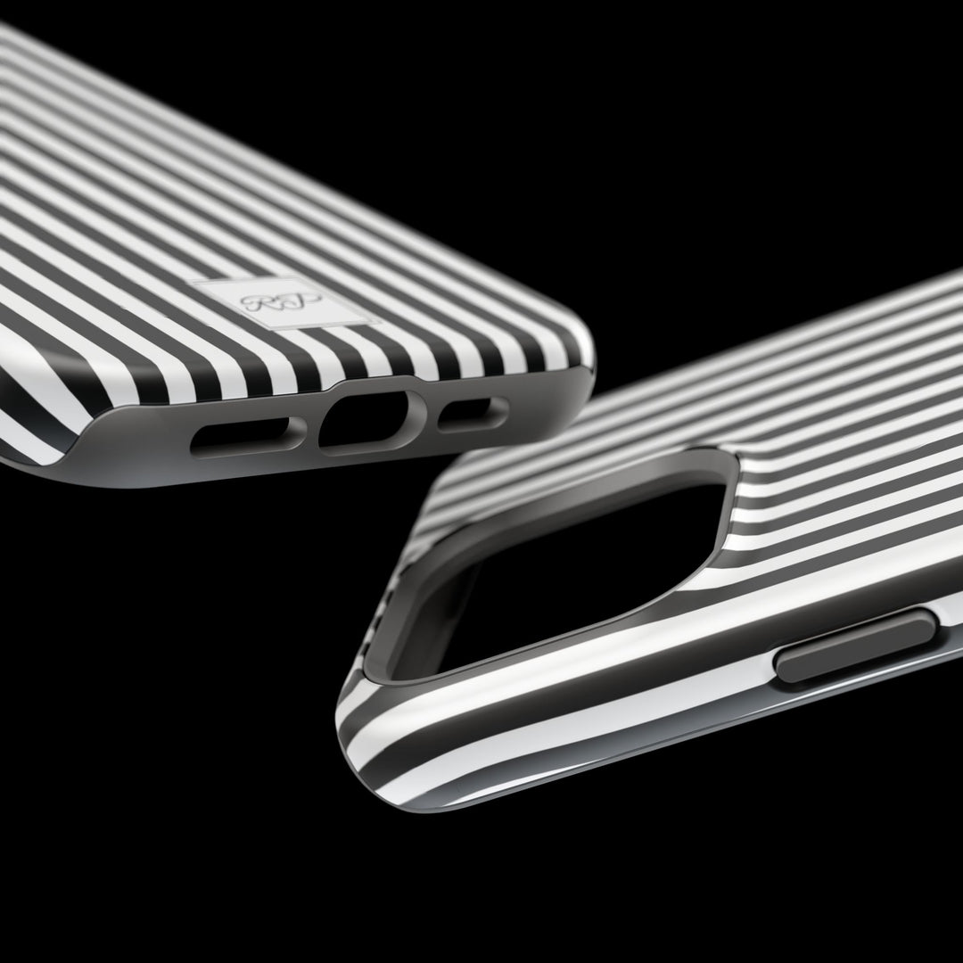 Custom Personalized Black White Striped Magsafe Phone Case for Iphone 17 - | iPhone 16 Pro Max Case | iPhone 15 Case Iphone 14 13 12 11 10 - Studio40ParkLane