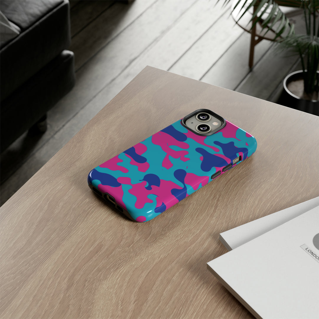Cute IPhone Case | Blue Pink Camouflage, iPhone 15 Case | iPhone 15 Pro Case, Iphone 14 Case, Iphone 14 Pro Max Case, Protective Iphone Case - Studio40ParkLane