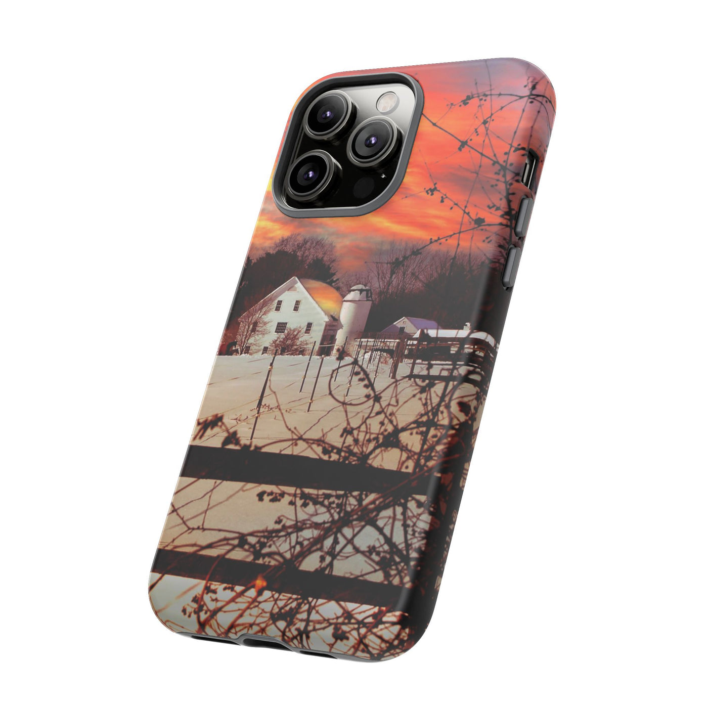 Impact Resistant, Winter Sunset Cute Phone Cases for Samsung S24, S23, S22, S21, IPhone 15 pro Iphone 14 pro Iphone 13 IPhone 12 Iphone 11