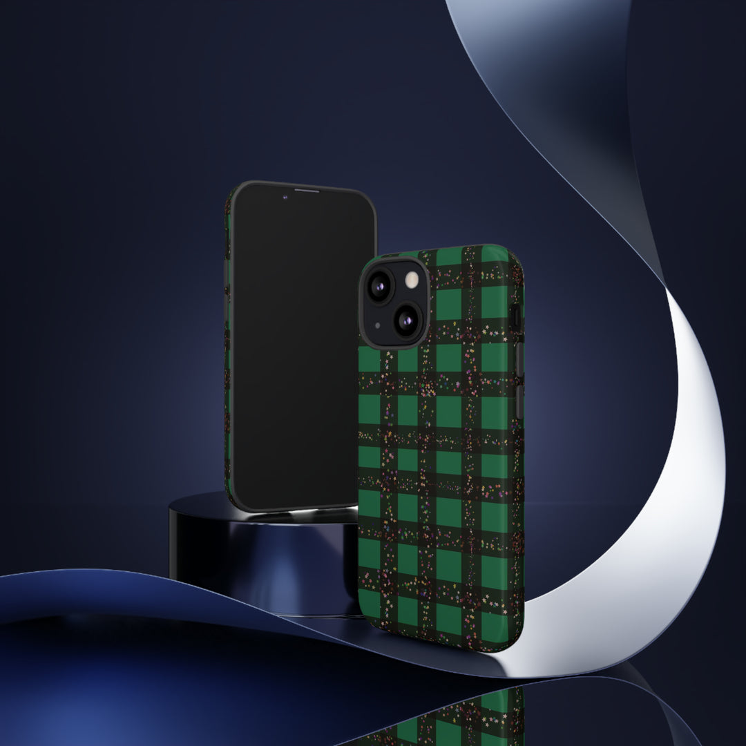 Cute IPhone Case | iPhone 15 Case | iPhone 15 Pro Max Case, Iphone 14 Case, Iphone 14 Pro Max Case IPhone Case for Art Lovers, Green Festive Plaid - Studio40ParkLane