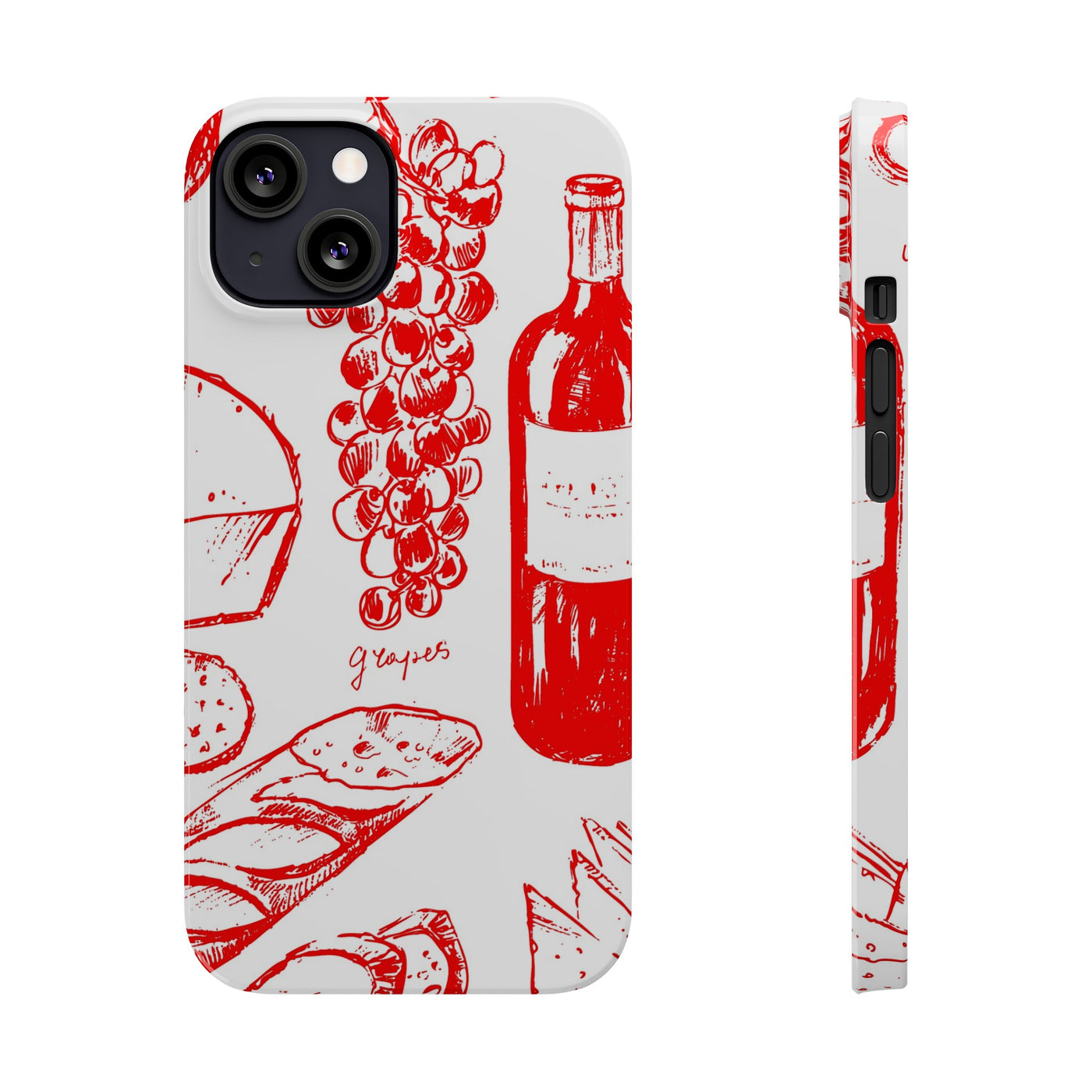 Slim Cute Phone Cases for Iphone  | iPhone 15 Case | iPhone 15 Pro Max Case, Iphone 14, Iphone 14 Pro Max, Iphone 13, French Food Wine Red