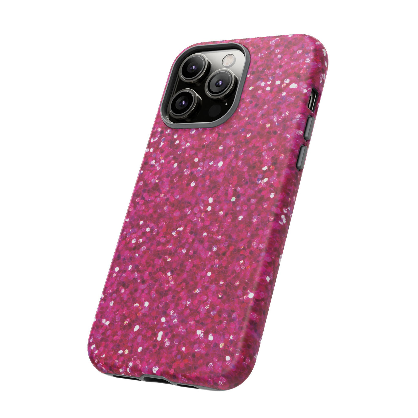 Chic Pink Faux Play on Glitter Effect Cute Phone Case, for IPhone 16 pro Max | Iphone 15, Iphone 14, IPhone 13 Case, 11 8 7, Samsung Galaxy S24, S23, S22, S21, 2 Layer Protection