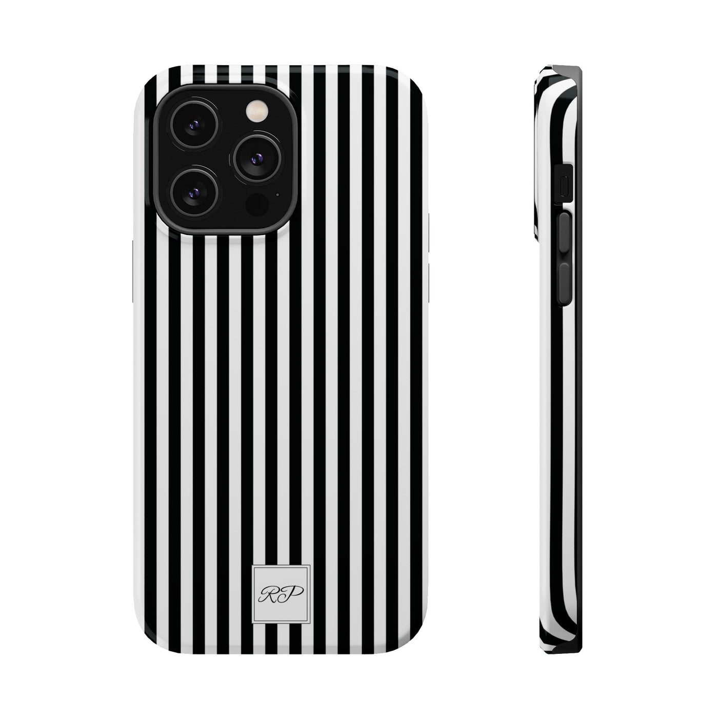 Custom Personalized Black White Striped Magsafe Phone Case for Iphone 17 - | iPhone 16 Pro Max Case | iPhone 15 Case Iphone 14 13 12 11 10 - Studio40ParkLane