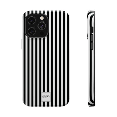 Custom Personalized Black White Striped Magsafe Phone Case for Iphone 17 - | iPhone 16 Pro Max Case | iPhone 15 Case Iphone 14 13 12 11 10 - Studio40ParkLane