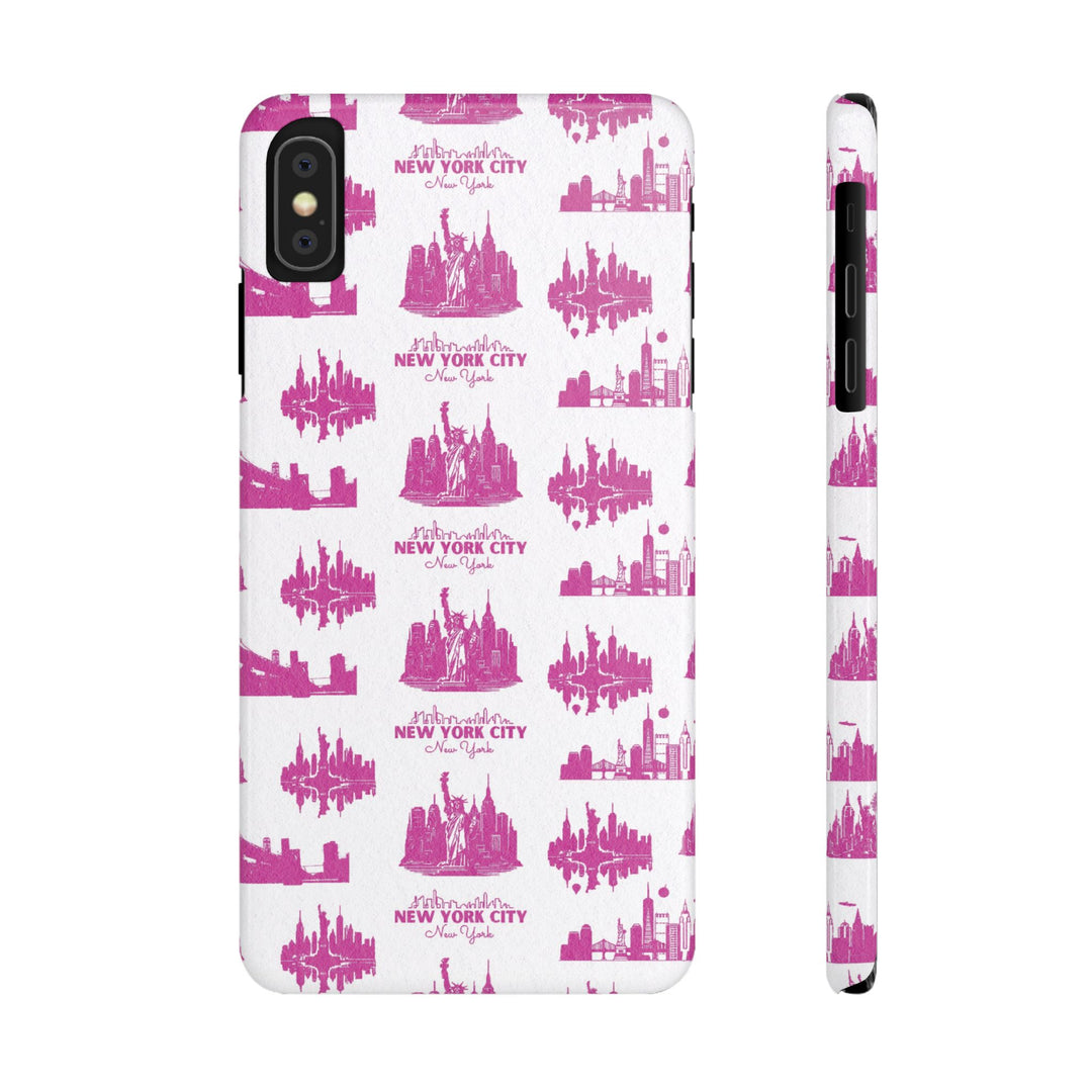 Slim New York Skyline Pink Collage Coquette Gift for Her Cute Phone Cases for Iphone 16 Pro Max | iPhone 15 Case | iPhone 15 Pro Max Case, Iphone 14, Iphone 14 Pro Max, Iphone 13 12 11 8 7 - Studio40ParkLane