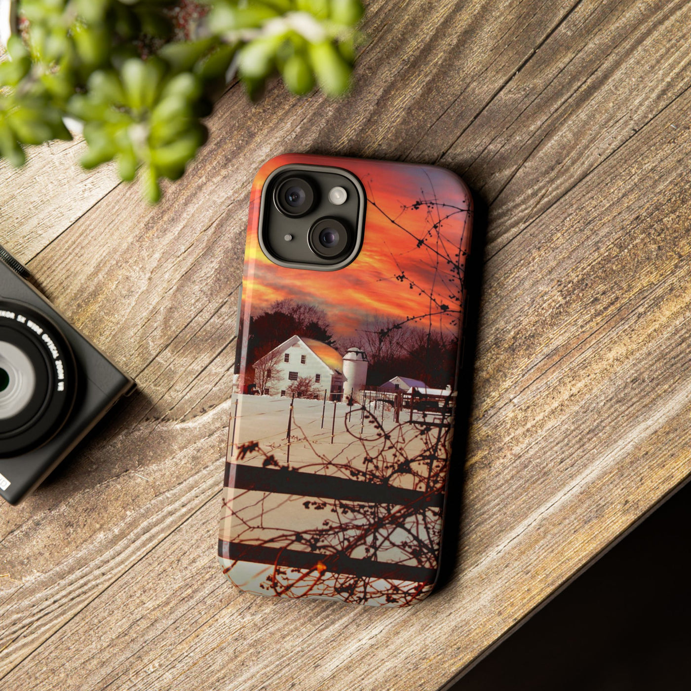 Impact Resistant, Winter Sunset Cute Phone Cases for Samsung S24, S23, S22, S21, IPhone 15 pro Iphone 14 pro Iphone 13 IPhone 12 Iphone 11