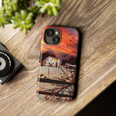 Impact Resistant, Winter Sunset Cute Phone Cases for Samsung S24, S23, S22, S21, IPhone 15 pro Iphone 14 pro Iphone 13 IPhone 12 Iphone 11