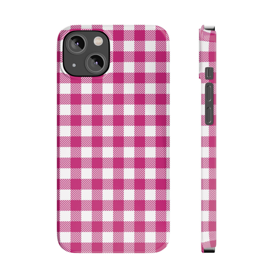 Slim Pink Gingham Gift for Her Cute Phone Cases for Iphone 16 Pro Max | iPhone 15 Case | iPhone 15 Pro Max Case, Iphone 14, 13, 12, 11, 10, 8, 7 - Studio40ParkLane