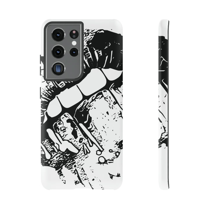 Cute Samsung Phone Case | Aesthetic Samsung Phone Case | Smile Lips Black White | Galaxy S23, S22, S21, S20 | Luxury Double Layer | Cool - Studio40ParkLane