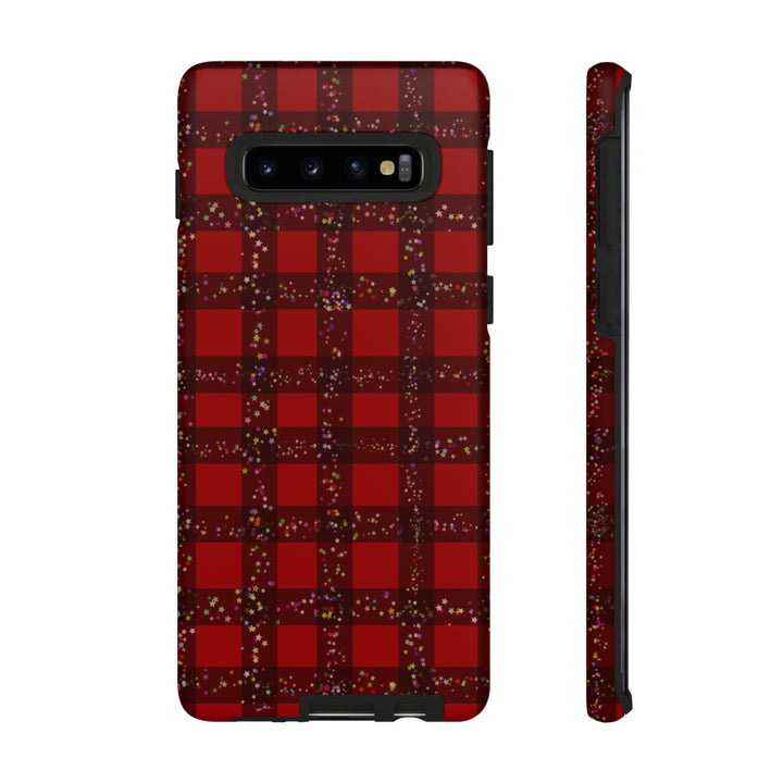 Samsung Phone Cases, Designer Samsung Galaxy S23 Phone Case, Samsung S22 Case, Samsung S21 Case, Samsung S20 Case, Red Festive Plaid - Studio40ParkLane