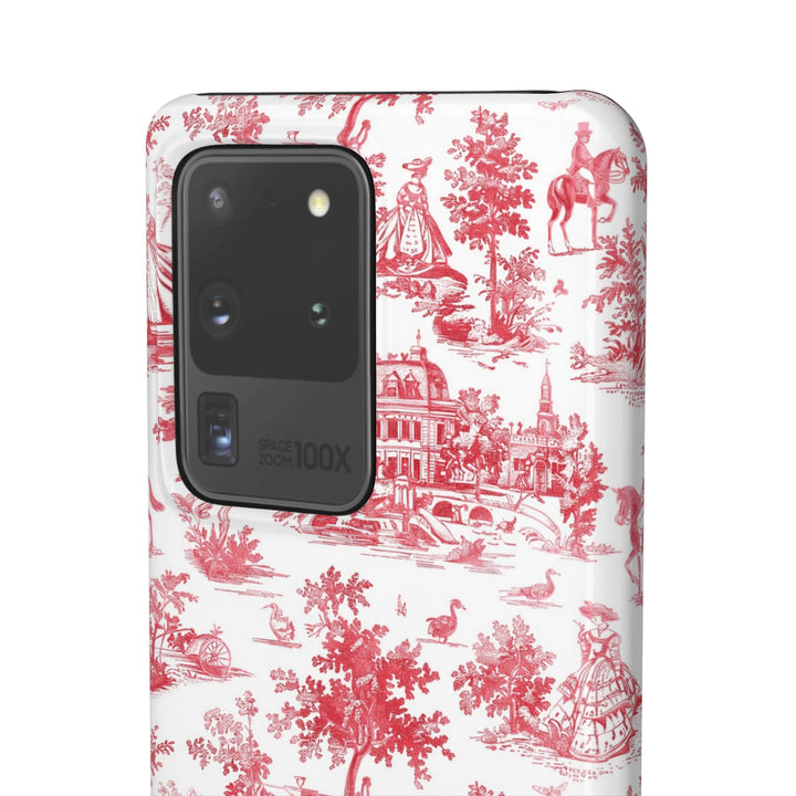 Snap French Toile Personalized Initial Custom Gift for Her Cute Phone Cases for Samsung S24, S23, S22, S21, S20, Plus and Ultra and Iphone, 16, 15, 14, 13, 12, 11. 10 - Studio40ParkLane