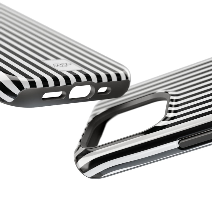 Custom Personalized Black White Striped Magsafe Phone Case for Iphone 17 - | iPhone 16 Pro Max Case | iPhone 15 Case Iphone 14 13 12 11 10 - Studio40ParkLane