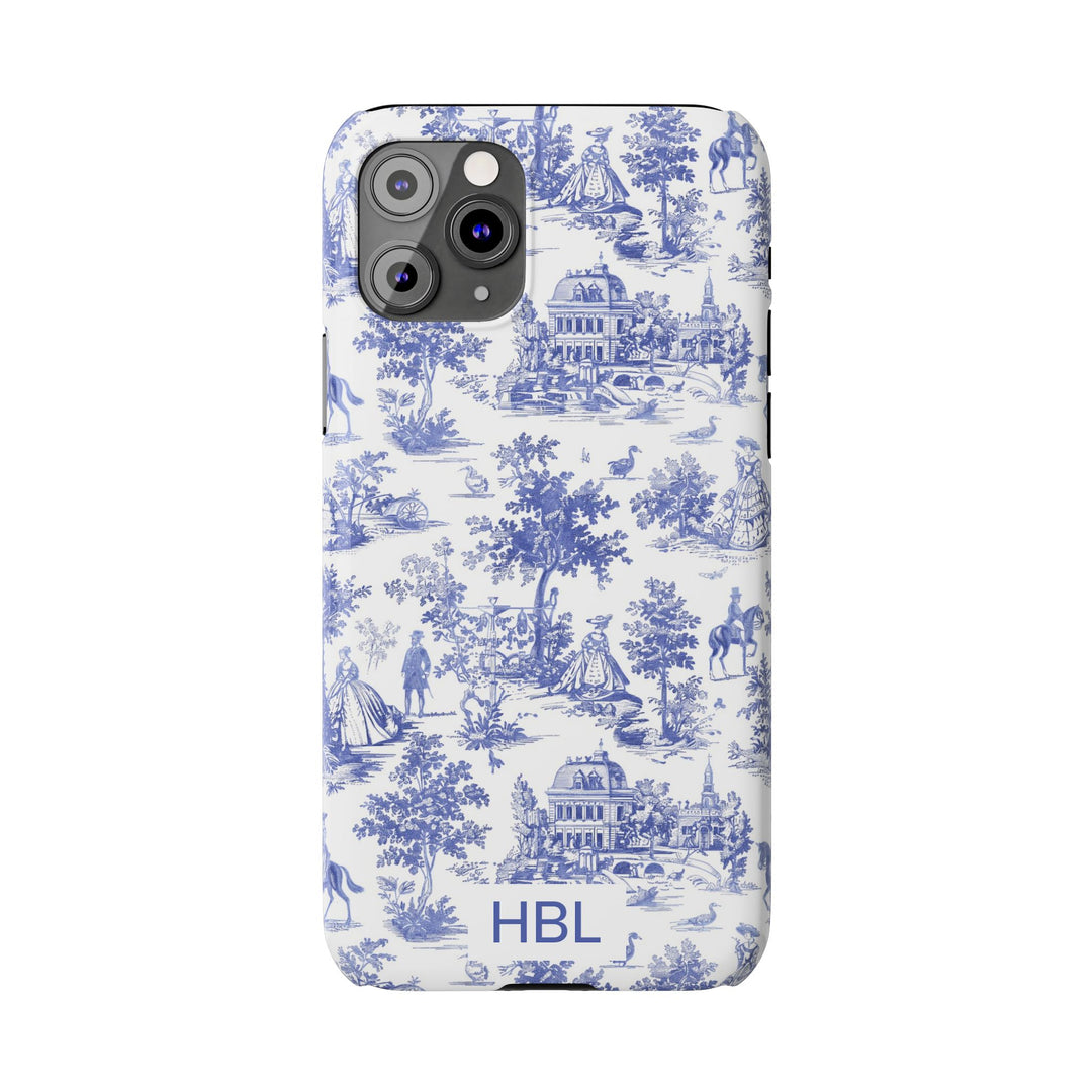 Slim Personalized Slim Blue Vintage French Toile Cute Phone Cases for Iphone 16 Pro Max | iPhone 15 Case | iPhone 15 Pro Max Case, Iphone 14, Iphone 14 Pro Max, Iphone 13 12 11 8 7 - Studio40ParkLane