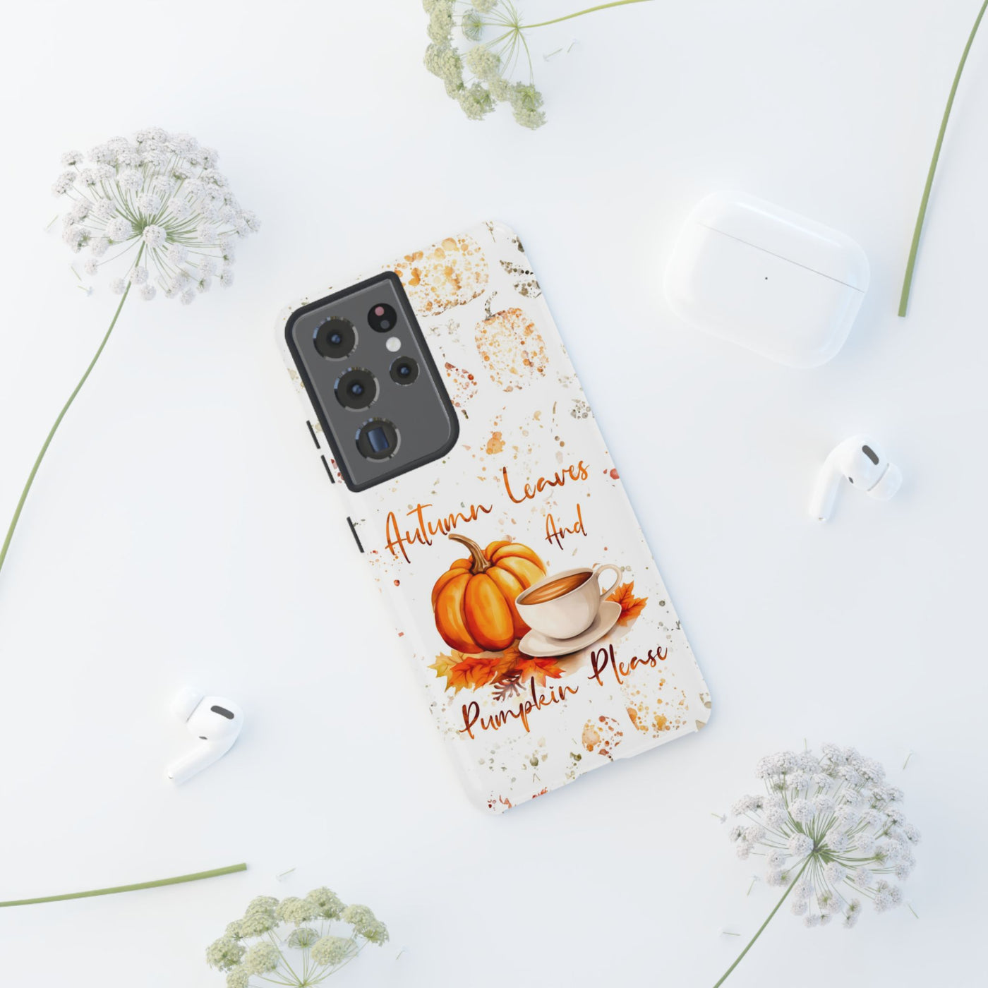 Impact Resistant, Fall Leaves Pumpkin Pie, Cute Phone Cases for Samsung S24, S23, S22, S21, IPhone 15 pro Iphone 14 pro Iphone 13 IPhone 12 Iphone 11