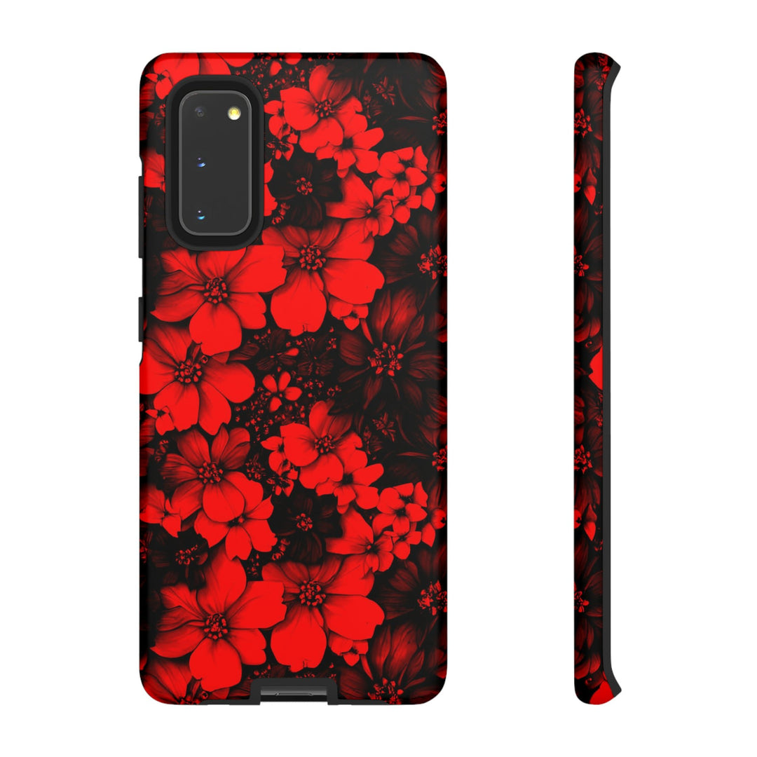 Cute Samsung Phone Case | Aesthetic Samsung Phone Case | Galaxy S23, S22, S21, S20 | Red Black Flowers, Protective Phone Case - Studio40ParkLane