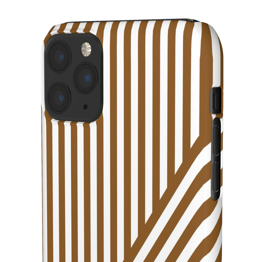 Aesthetic Mocha Brown Stripes Cute Phone Case Sleek Snap - For iPhone 17 Pro Max iPhone 16 Pro iPhone 15 Iphone 14 Plus 13 Pro 12 11 10 Gift - Studio40ParkLane