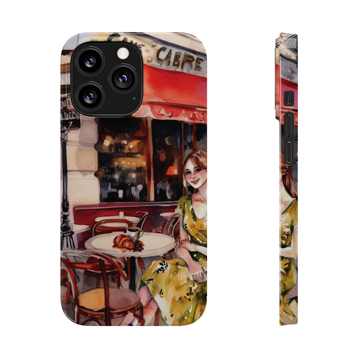 Slim Cute Phone Cases for Iphone - | iPhone 15 Case | iPhone 15 Pro Max Case, Iphone 14 Case, Iphone 14 Pro Max, Iphone 13, Paris Cafe Coffee Croissant - Studio40ParkLane