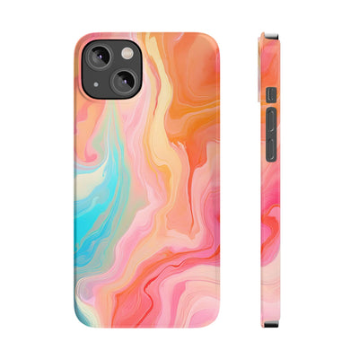 Slim Blue Pink Orange Marbled Cute Phone Cases for Iphone 16 Pro Max | iPhone 15 Case | iPhone 15 Pro Max Case, Iphone 14, Iphone 14 Pro Max, Iphone 13 12 11 8 7