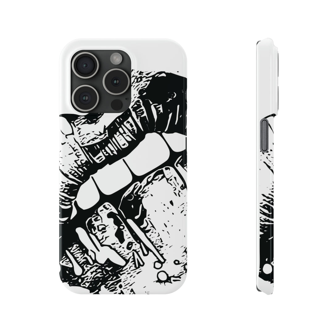 Slim Cute Phone Cases for Iphone - | iPhone 15 Case | iPhone 15 Pro Max Case, Iphone 14 Case, Iphone 14 Pro Max, Iphone 13, Smile Lips Black and White - Studio40ParkLane