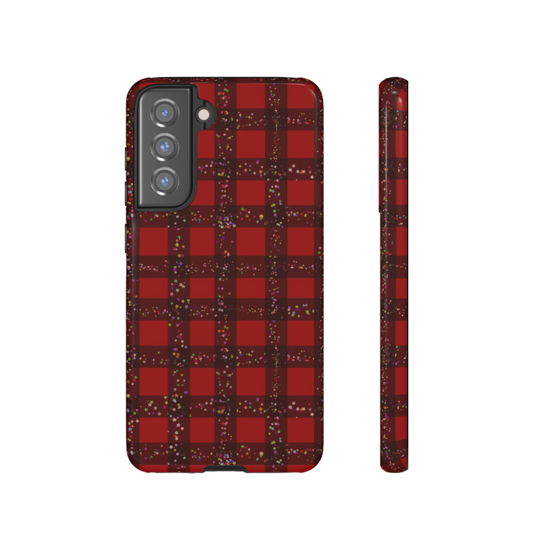 Samsung Phone Cases, Designer Samsung Galaxy S23 Phone Case, Samsung S22 Case, Samsung S21 Case, Samsung S20 Case, Red Festive Plaid - Studio40ParkLane