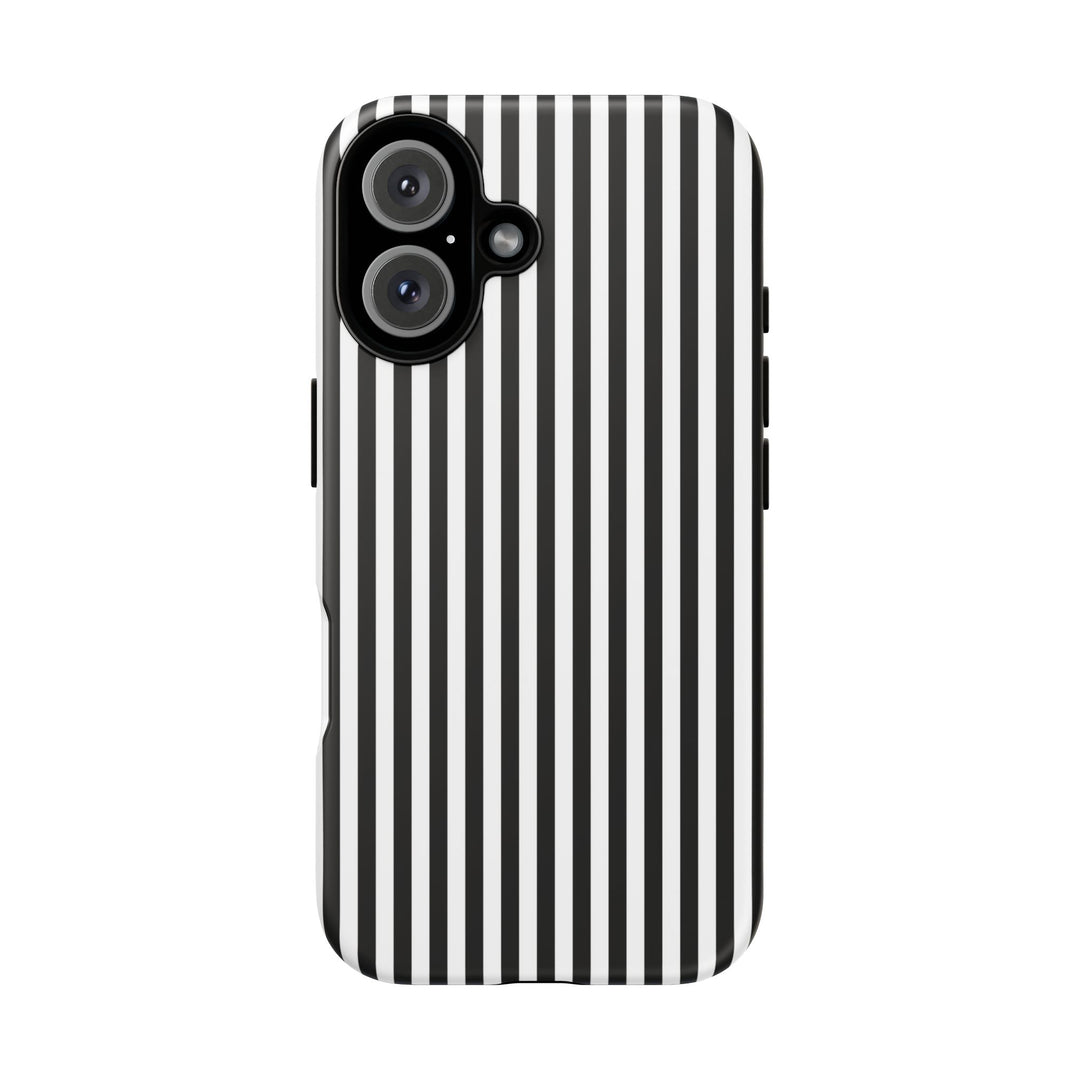 Tough Premium Black White Stripes Phone Case Gift for Her - For Apple iPhone 16 Pro Max 16e iPhone 15 Pro iPhone Iphone 14 Plus 13 Pro 12 SE XR - Studio40ParkLane