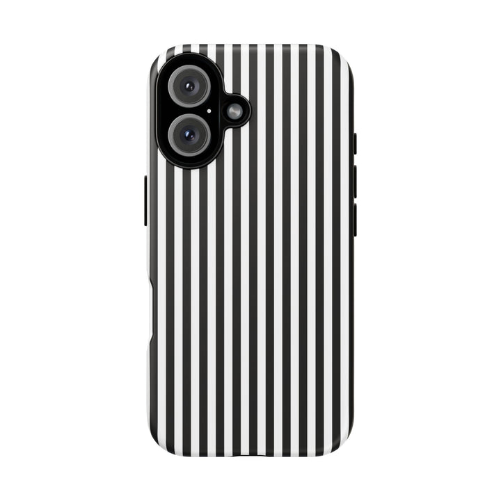 Tough Premium Black White Stripes Phone Case Gift for Her - For Apple iPhone 16 Pro Max 16e iPhone 15 Pro iPhone Iphone 14 Plus 13 Pro 12 SE XR - Studio40ParkLane
