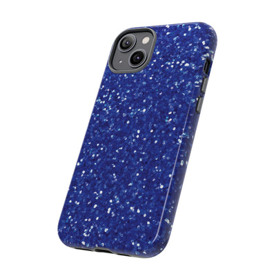 Chic Blue Faux Play on Glitter Effect Cute Phone Case, for IPhone 16 pro Max | Iphone 15, Iphone 14, IPhone 13 Case, 11 8 7, Samsung Galaxy S24, S23, S22, S21, 2 Layer Protection