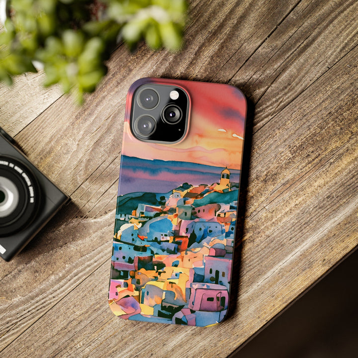 Slim Cute Phone Cases for Iphone | iPhone 15 Case | iPhone 15 Pro Max Case, Iphone 14, Iphone 14 Pro Max, Iphone 13, Colorful Greek House Watercolor - Studio40ParkLane