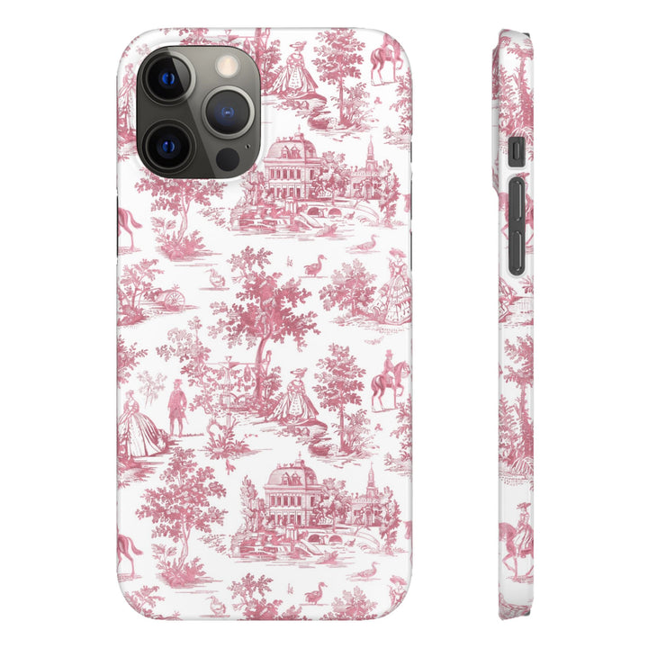 Sleek Snap Pink French Toile Cute Phone Case for iPhone 16 15 14 13 12 11 X Xs Max Xr Pro Plus Samsung Galaxy S24 S23 S22 S21 S20 Note Ultra