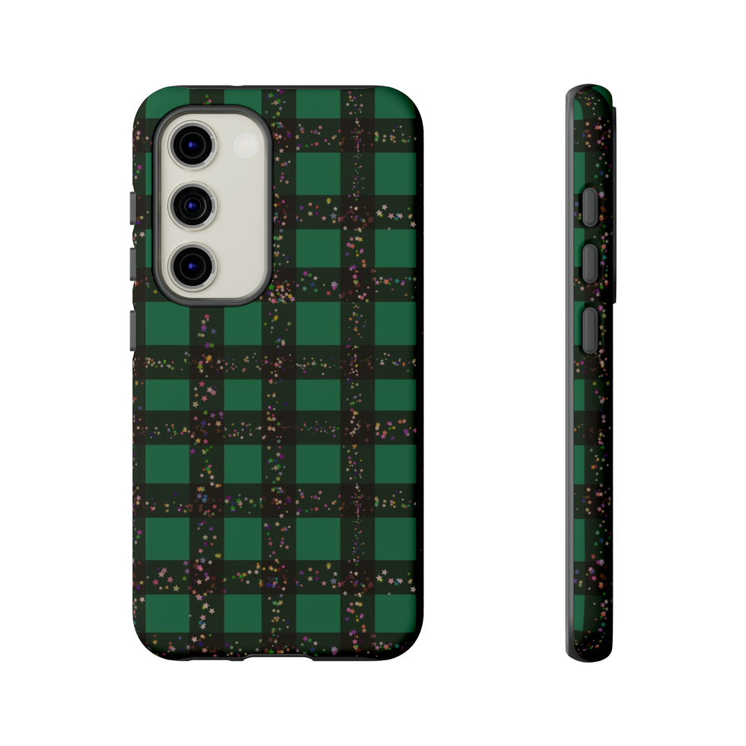 Cute Samsung Phone Cases, Designer Samsung Galaxy S23 Phone Case, Samsung S22 Case, Samsung S21 Case, Samsung S20 Case, Green Festive Plaid - Studio40ParkLane
