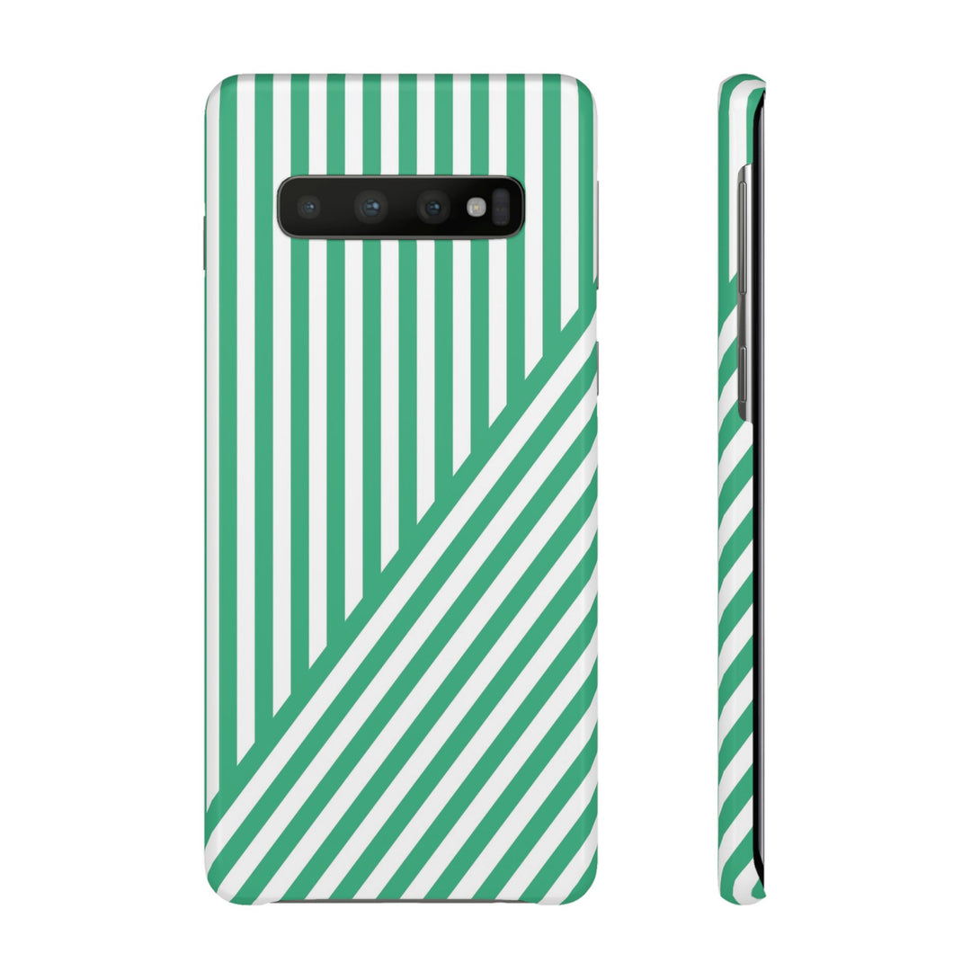 Aesthetic Emerald Stripes Cute Phone Case Sleek Snap - For iPhone 17 Pro Max iPhone 16 Pro iPhone 15 Iphone 14 Plus 13 Pro 12 11 10 Gift