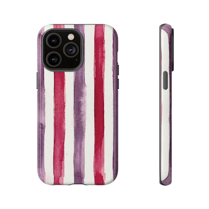 Tough Cute Wine Red Purple Stripes Phone Case, for IPhone 17 Pro Max | Iphone 17 Air, Iphone 16, IPhone 15, 14 13 12, Samsung Galaxy S26, S25, S24, S23 - Studio40ParkLane