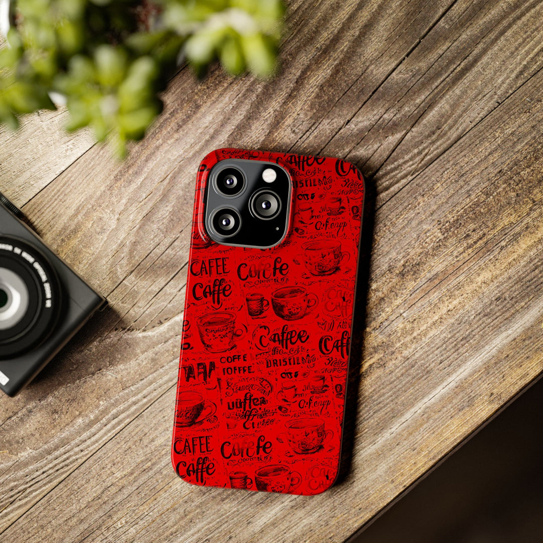 Slim Cute Phone Cases for Iphone - | iPhone 15 Case | iPhone 15 Pro Max Case, Iphone 14 Case, Iphone 14 Pro Max, Iphone 13, Red Black Coffee - Studio40ParkLane