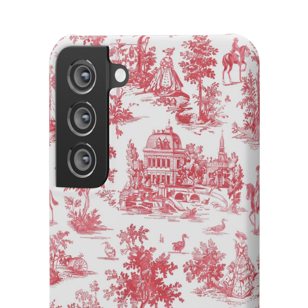 Snap French Toile Personalized Initial Custom Gift for Her Cute Phone Cases for Samsung S24, S23, S22, S21, S20, Plus and Ultra and Iphone, 16, 15, 14, 13, 12, 11. 10 - Studio40ParkLane