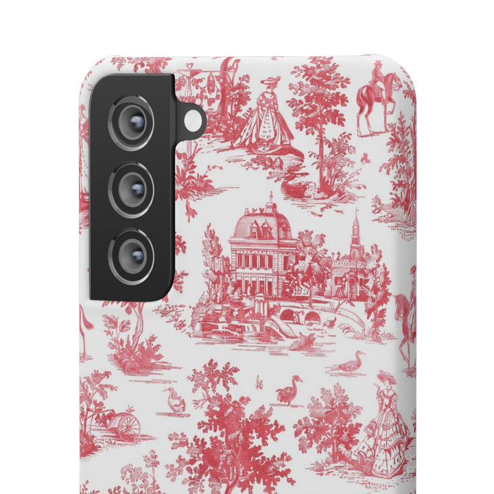 Snap French Toile Personalized Initial Custom Gift for Her Cute Phone Cases for Samsung S24, S23, S22, S21, S20, Plus and Ultra and Iphone, 16, 15, 14, 13, 12, 11. 10 - Studio40ParkLane
