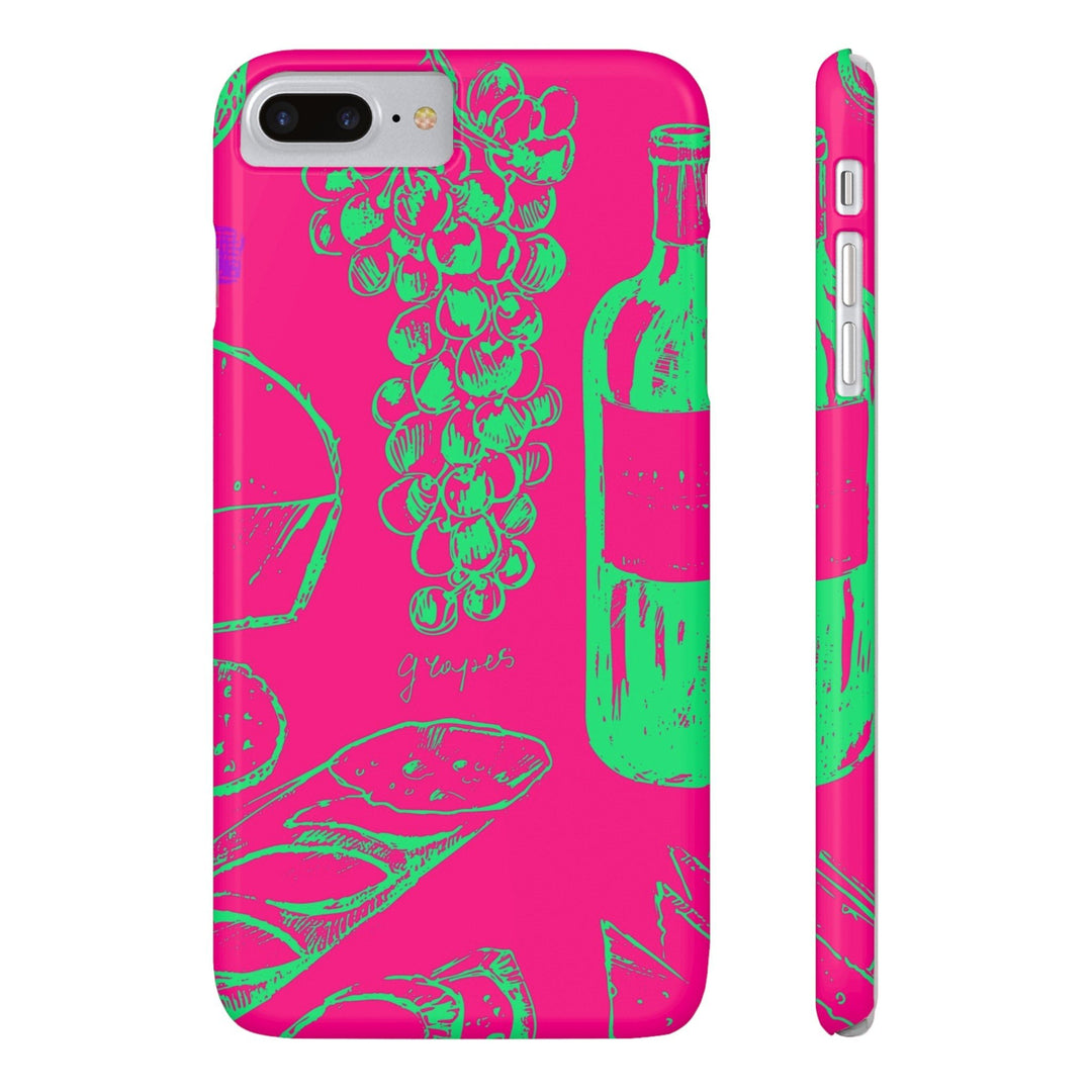 Slim French Food Wine Pink Green Cute Phone Cases for Iphone | iPhone 15 Case | iPhone 15 Pro Max Case, Iphone 14, Iphone 14 Pro Max, Iphone 13, - Studio40ParkLane