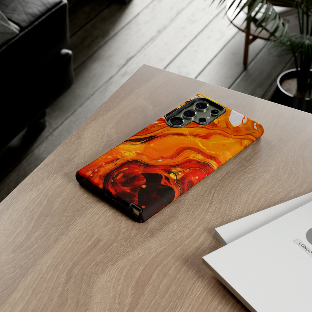 Cute Samsung Phone Cases, Designer Samsung Galaxy S23 Phone Case, Samsung S22 Case, Samsung S21 Case, Samsung S20 Case, Marble Orange Design - Studio40ParkLane