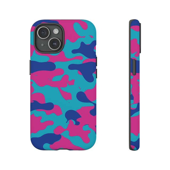 Cute IPhone Case | Blue Pink Camouflage, iPhone 15 Case | iPhone 15 Pro Case, Iphone 14 Case, Iphone 14 Pro Max Case, Protective Iphone Case - Studio40ParkLane