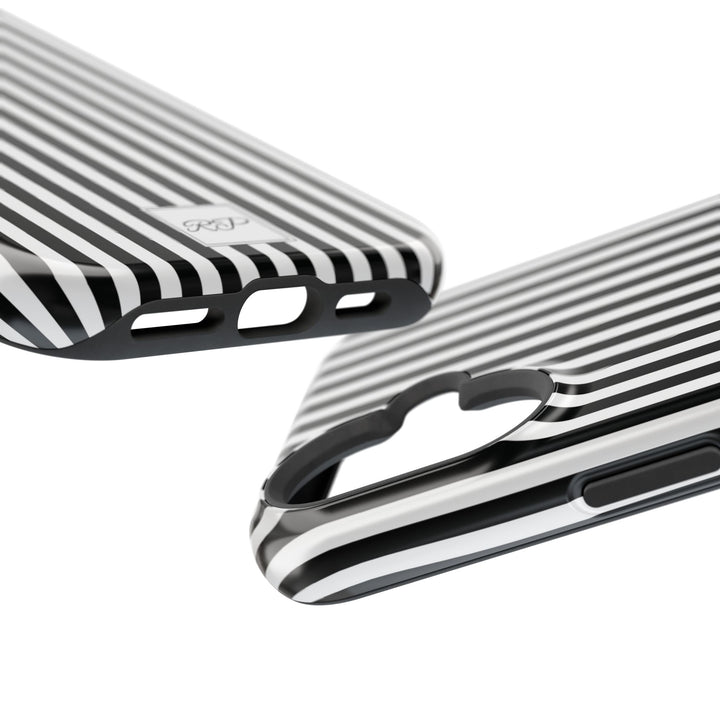 Custom Personalized Black White Striped Magsafe Phone Case for Iphone 17 - | iPhone 16 Pro Max Case | iPhone 15 Case Iphone 14 13 12 11 10 - Studio40ParkLane