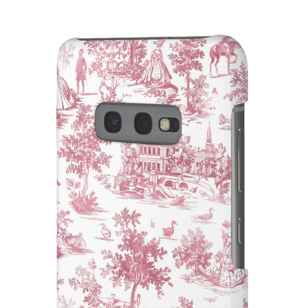 Sleek Snap Pink French Toile Cute Phone Case for iPhone 16 15 14 13 12 11 X Xs Max Xr Pro Plus Samsung Galaxy S24 S23 S22 S21 S20 Note Ultra