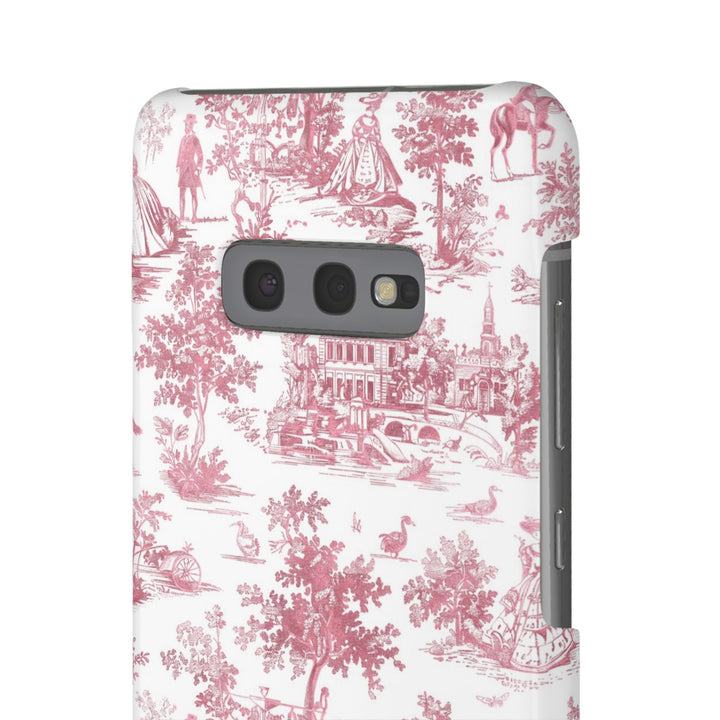 Sleek Snap Pink French Toile Cute Phone Case for iPhone 16 15 14 13 12 11 X Xs Max Xr Pro Plus Samsung Galaxy S24 S23 S22 S21 S20 Note Ultra