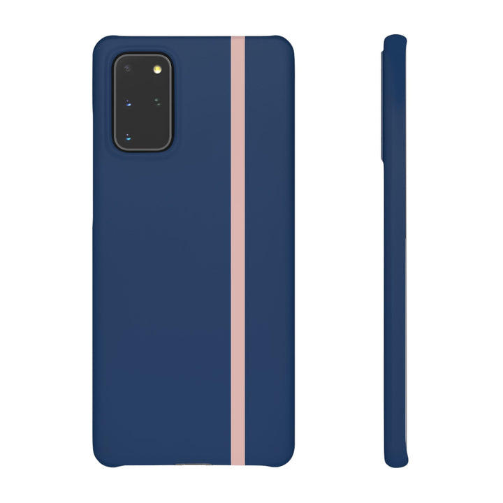 Sleek Navy Blue Pink Stripe Snap Phone Case for iPhone 18 17 16 15 14 13 Pro Max, Samsung Galaxy S26 S25 Ultra Lightweight Cute Phone Case - Studio40ParkLane