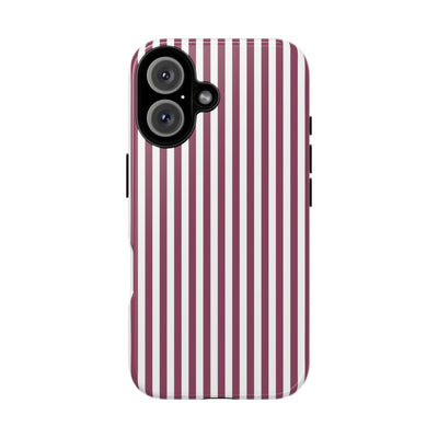 Tough Premium Old Claret Stripes Phone Case Gift for Her - For Apple iPhone 16 Pro Max 16e iPhone 15 Pro iPhone Iphone 14 Plus 13 Pro 12 SE XR - Studio40ParkLane