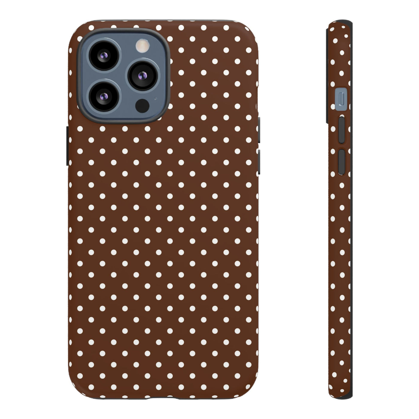 Aesthetic Tough Mocha Brown Polka Dots Premium Phone Case - For iPhone 17 Pro Max iPhone 16 Pro iPhone 15 Iphone 14 Plus 13 Pro 12 11 10 - Studio40ParkLane
